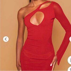 Voight Red Widow Mini Bodycon Dress Made in Hell Size‎ XS / Small One Shoulder